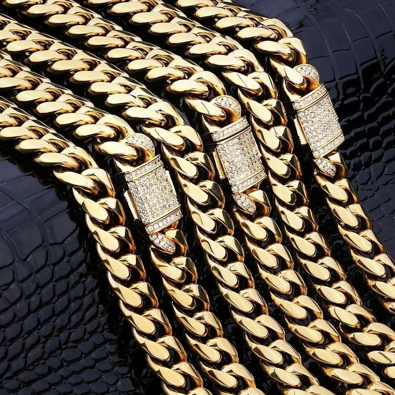 Factory Stainless Titanium Steel Gold Plated Punk Curb Link Vintage Chain  Cuban Necklace for Women Men