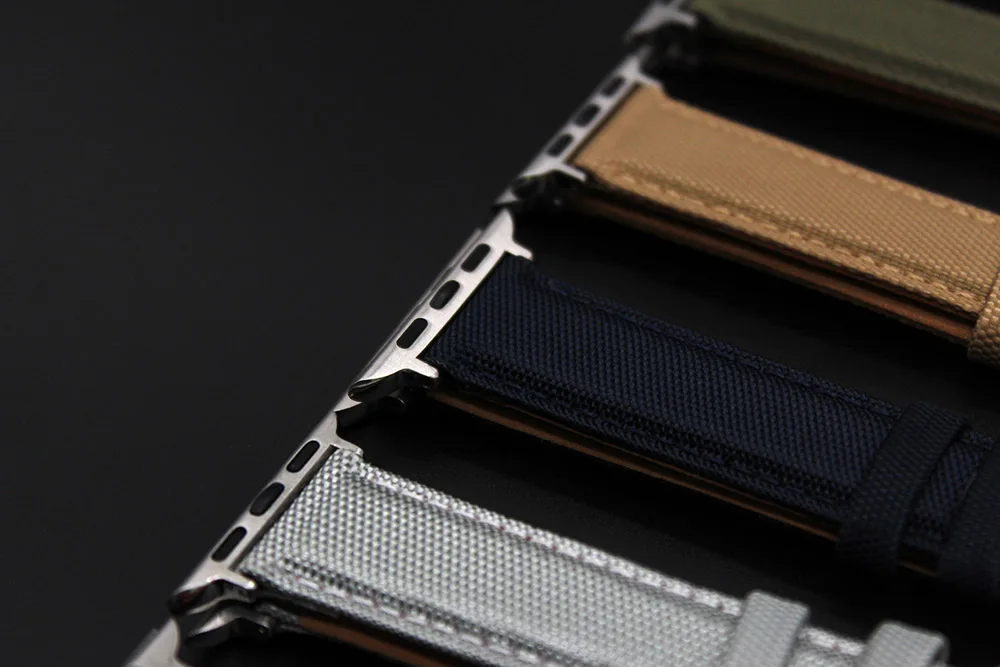 YUNSE Sailcloth Canvas Leather Watch Band 44 45mm 49mm For Smart Ultra Watch Straps Iwatch 7 8 Nylon Fabric Watch Bands Cordura
