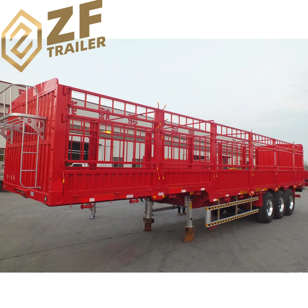 China Truck Trailer 40ft Container Transport Fence Semi Trailer Triaxle 60 Ton 50t Heavy Duty Cargo Semi Trailer for Sale