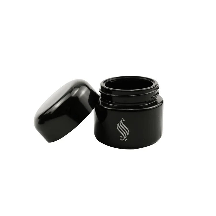 High quality 30ml 50ml 100ml 150ml 200ml 250ml Thick Black Miron Violet Glass Jars UV Protection Concentrate Jar With Round Bake