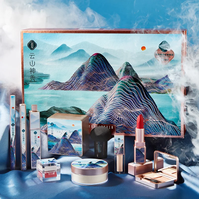 OCHEAL Beauty Care Kit Included Lipstick Eyeliner CC Cream Pressed Powder and Eye Shadow Cosmetics Set