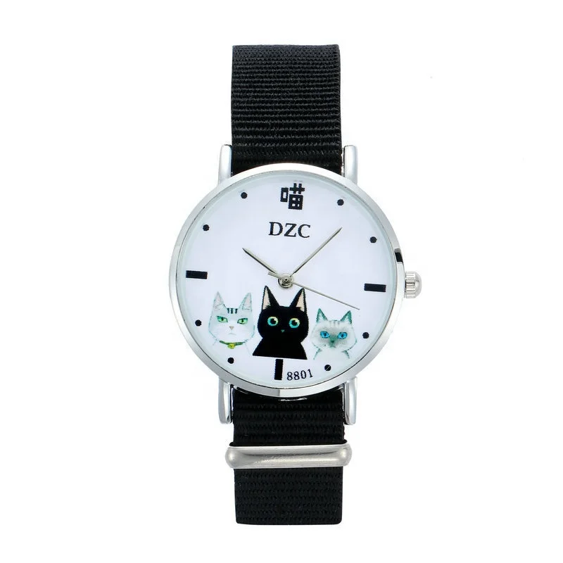 Заводская цена, наручные часы, женские часы с принтом кошки, кварцевые часы с принтом в форме сердца