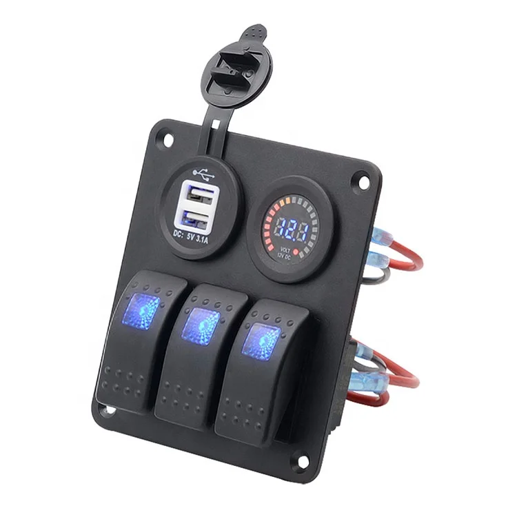 Custom Marine Switch Panel 12v With Usb Socket+Voltage Meter