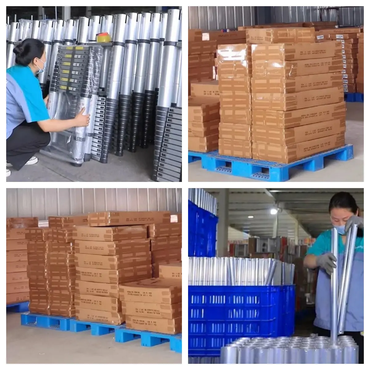 Safety Folding Ladder 8.5ft 2.6m Non-Slip Feet Straight Aluminum Climbing Telescopic Ladder