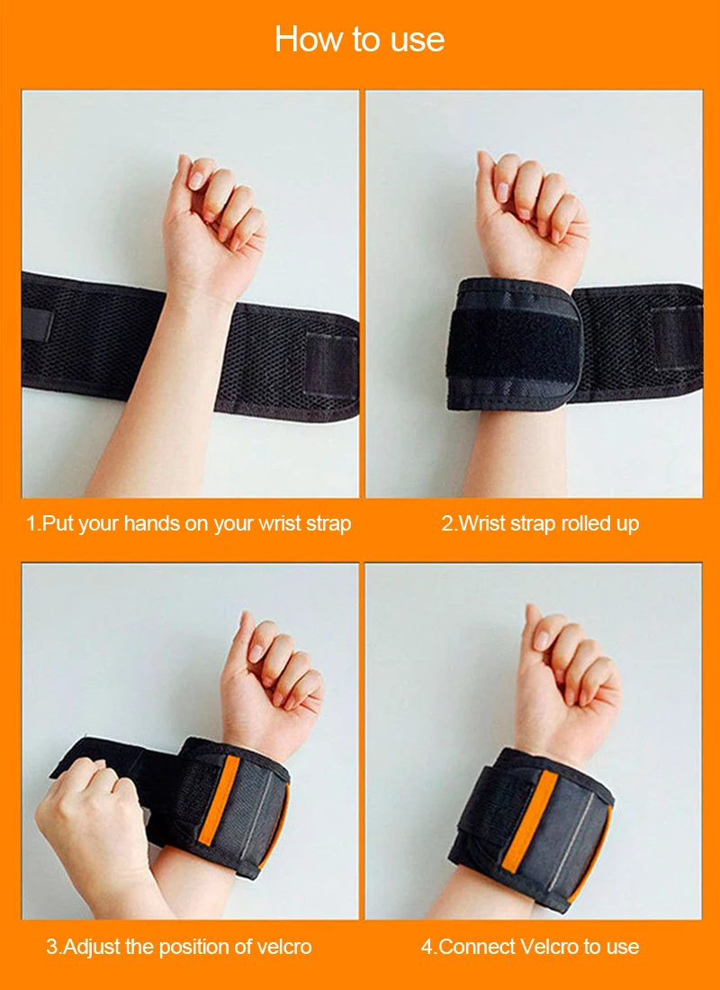 Factory Wholesale Portable Tool Holder Magnetic Wristband for Holding Tools with Strong Magnet