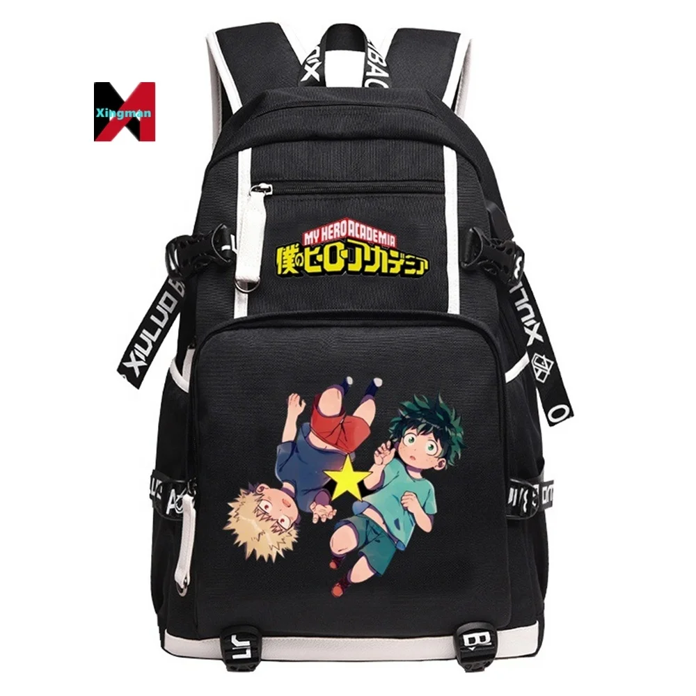 My Hero Academia Anime Backpack Bakugou Katsuki Cartoon Schoolbags Fashion USB Charging Laptop Backpack Travel Bags