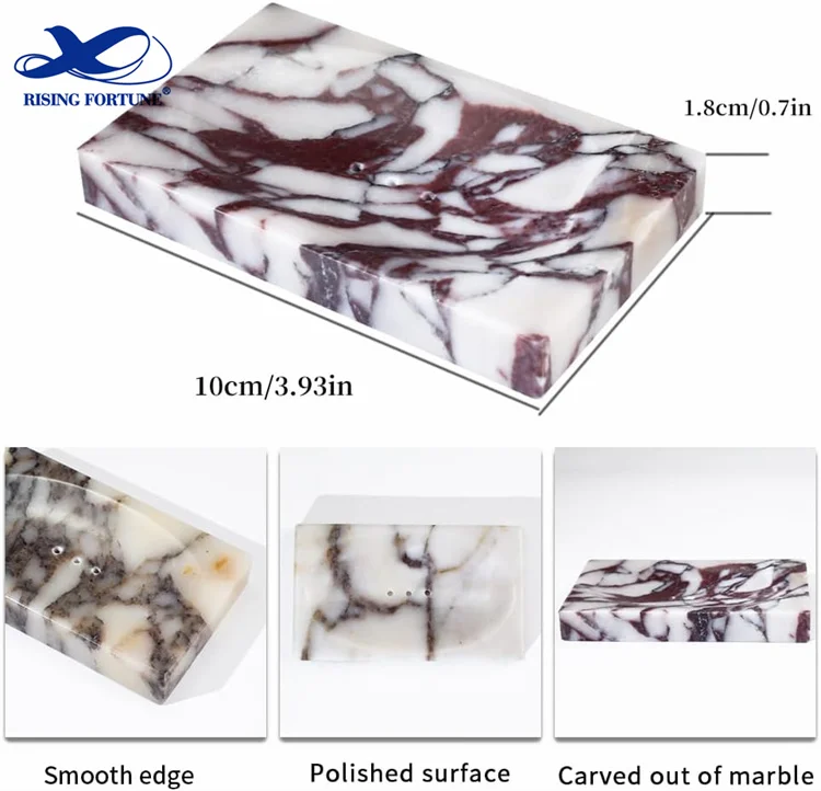 Wholesale Popular Square Marble Soap Dish Holder Luxury Calacatta Viola Marble Stone Soap Dish Bathroom Accessory for Hotel