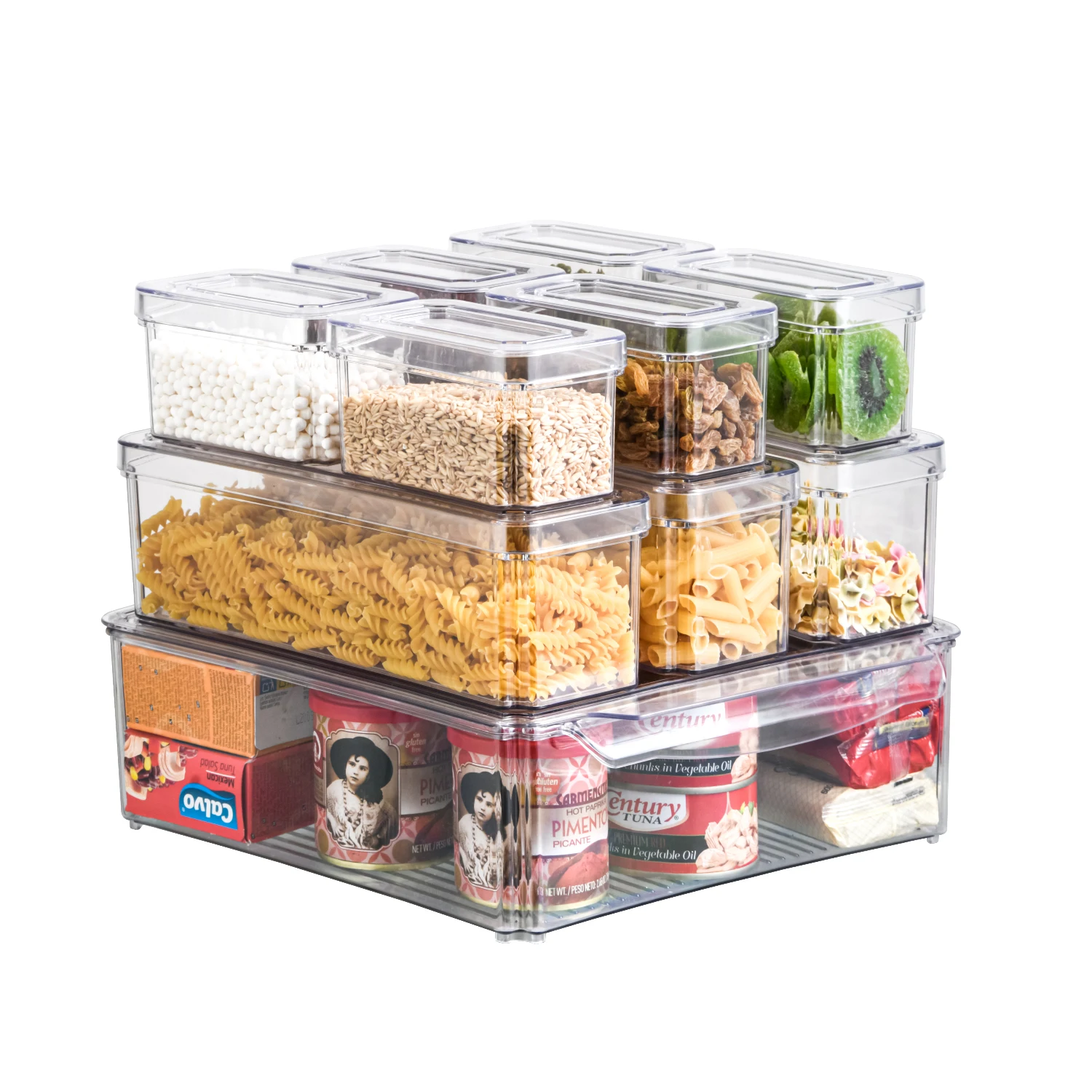 New Plastic Refrigerator Food Grains Storage Container Plastic Fridge Storage Bin Set Transparent Refrigerator Organizer