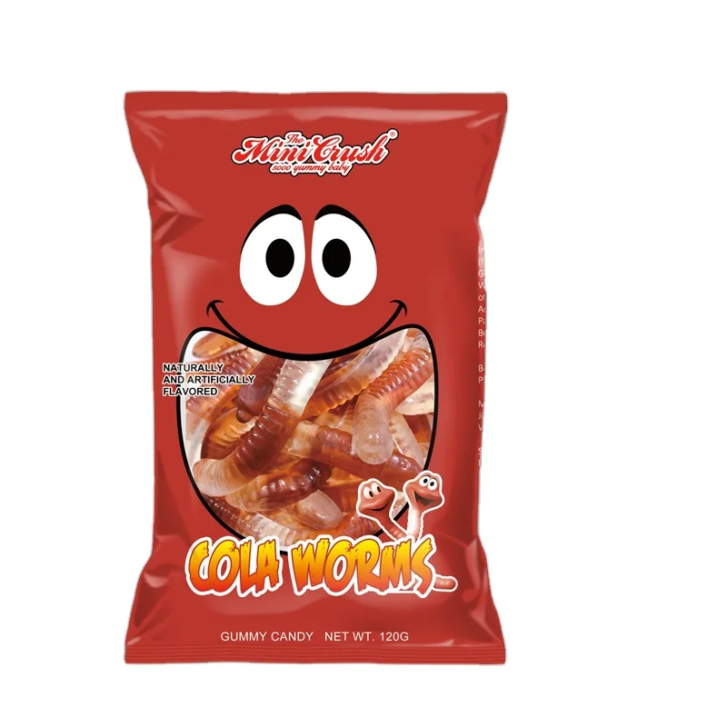 Fancy Gummy Worms Fruit Halal Pectin Candy Sweets