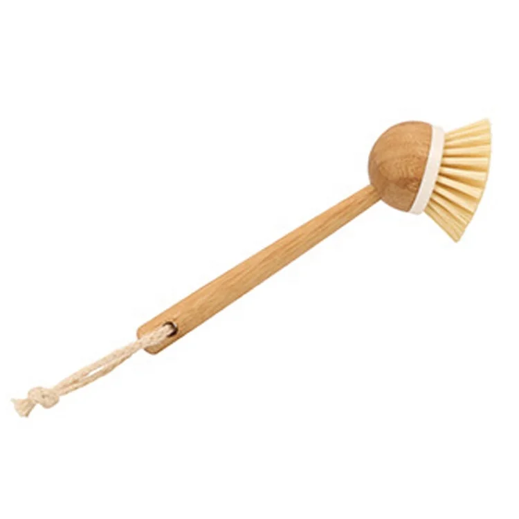 Kitchen Dish Cleaning Brush Bamboo Wooden Dishes Bowl Pan Pot Sisal Brushes with long handle