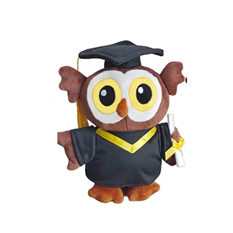 Graduation Plush Stuffed Animal Owl with Graduation hat  Diploma Gift in Graduation Dress