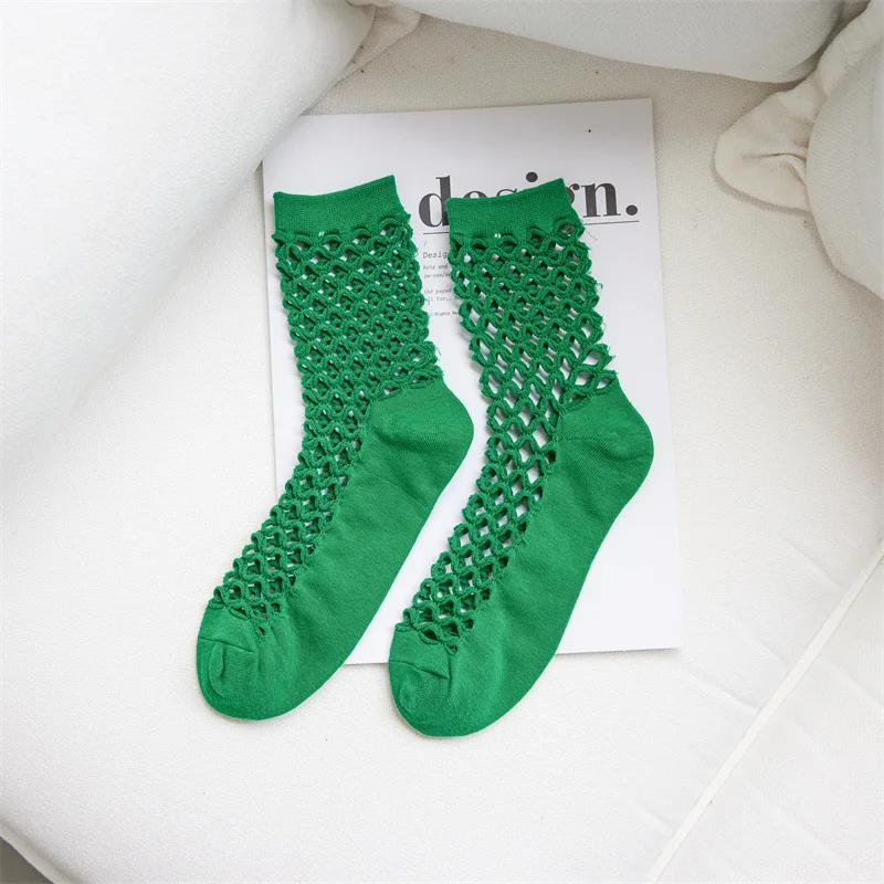 Women Girls Summer New Hollow Breathable Fishnet Sock Ankle High Socks Mesh Lace Fish Net Short Socks