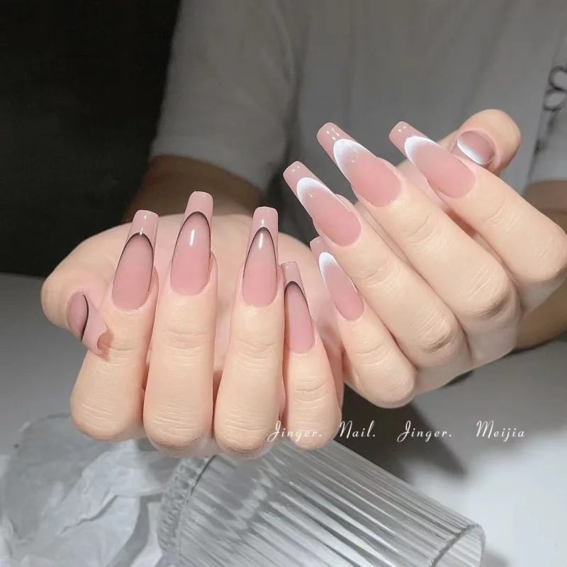 New 5D Colored French Style Nail Stickers Blue Rose Gradient Line Stripe Decals Fashion Nail Accessories Gel Polish Nails Wraps