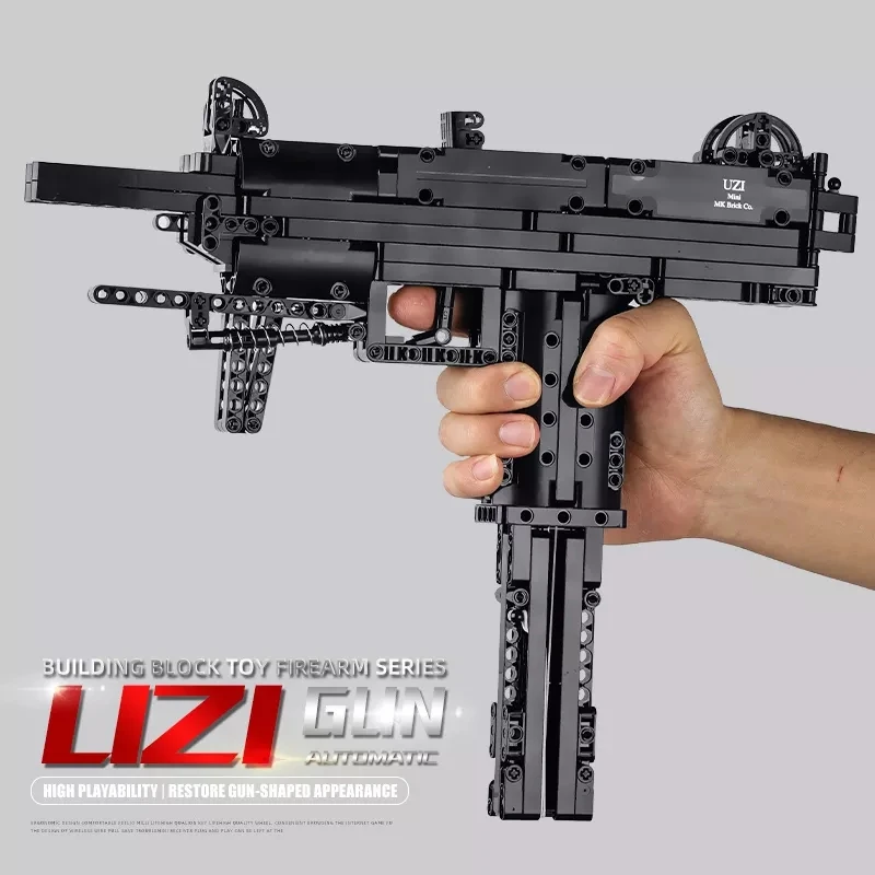 HW TOYS 796 PCS Military Assemble Insert Plastic Firearms Bricks Sets Model UZI Submachine Building Block Gun For Kids