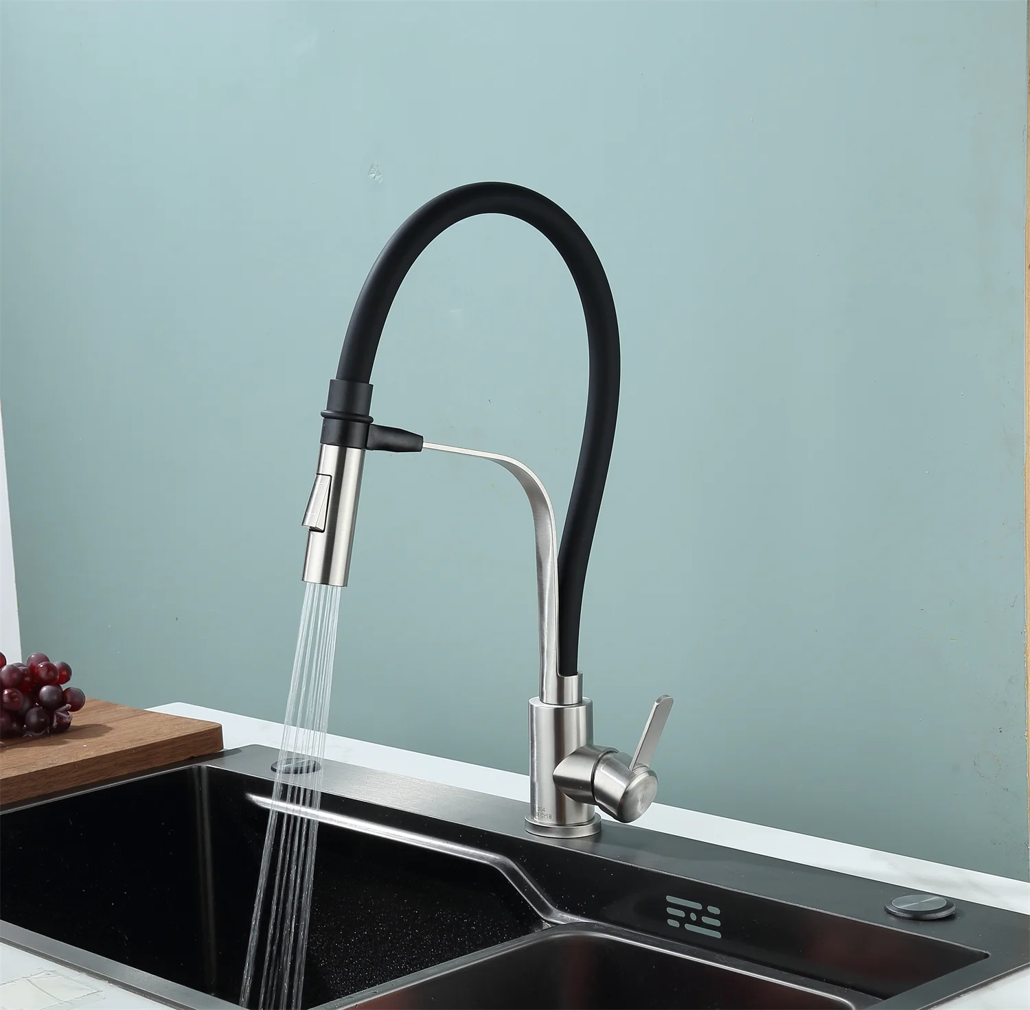 LULUMOM Magnetic Suction Kitchen Faucet with Rubber Hose Multifunctional Deck Mounted Hot & Cold Sink Faucet SUS304
