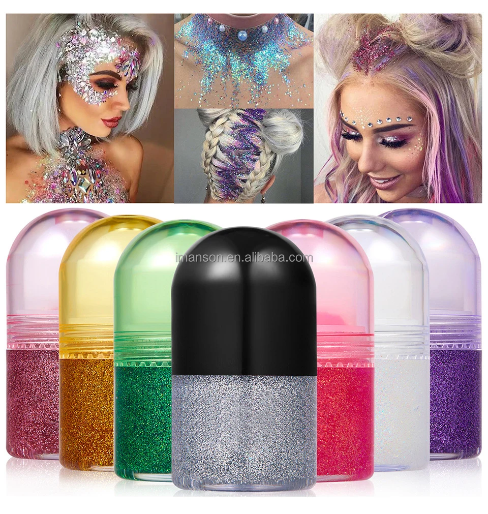 New Design 12 Colors Makeup Glitter Rollers Roll-on Body Glitter Gel for Body Face Hair