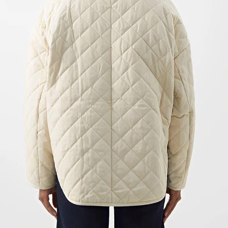 Custom new home simple style loose round collar clip cotton jacket with Ringer quilted cotton coat coat women