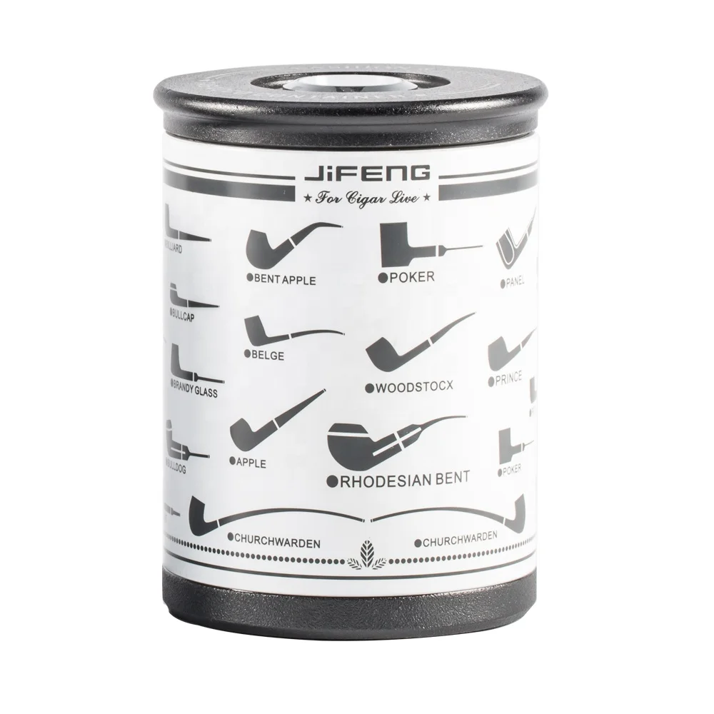 JF-056 D7.8*H10cm 283g JIFENG factory pipe accessories aluminium metal cigar tube pipe tobacco jar with hygrometer