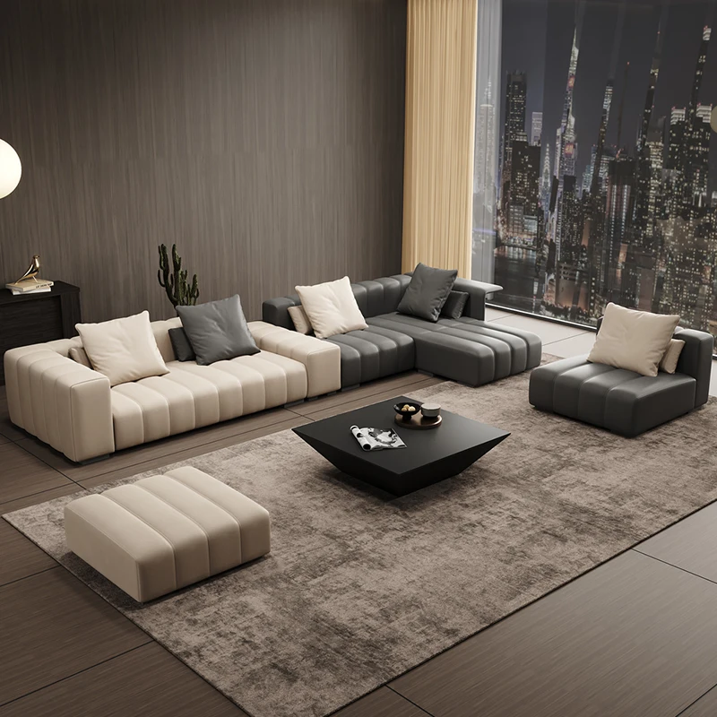 Italian Style Sofa Set Living Room Furniture L Shape Piano Creative Shape Living Room Sectional Leathaire Sofa