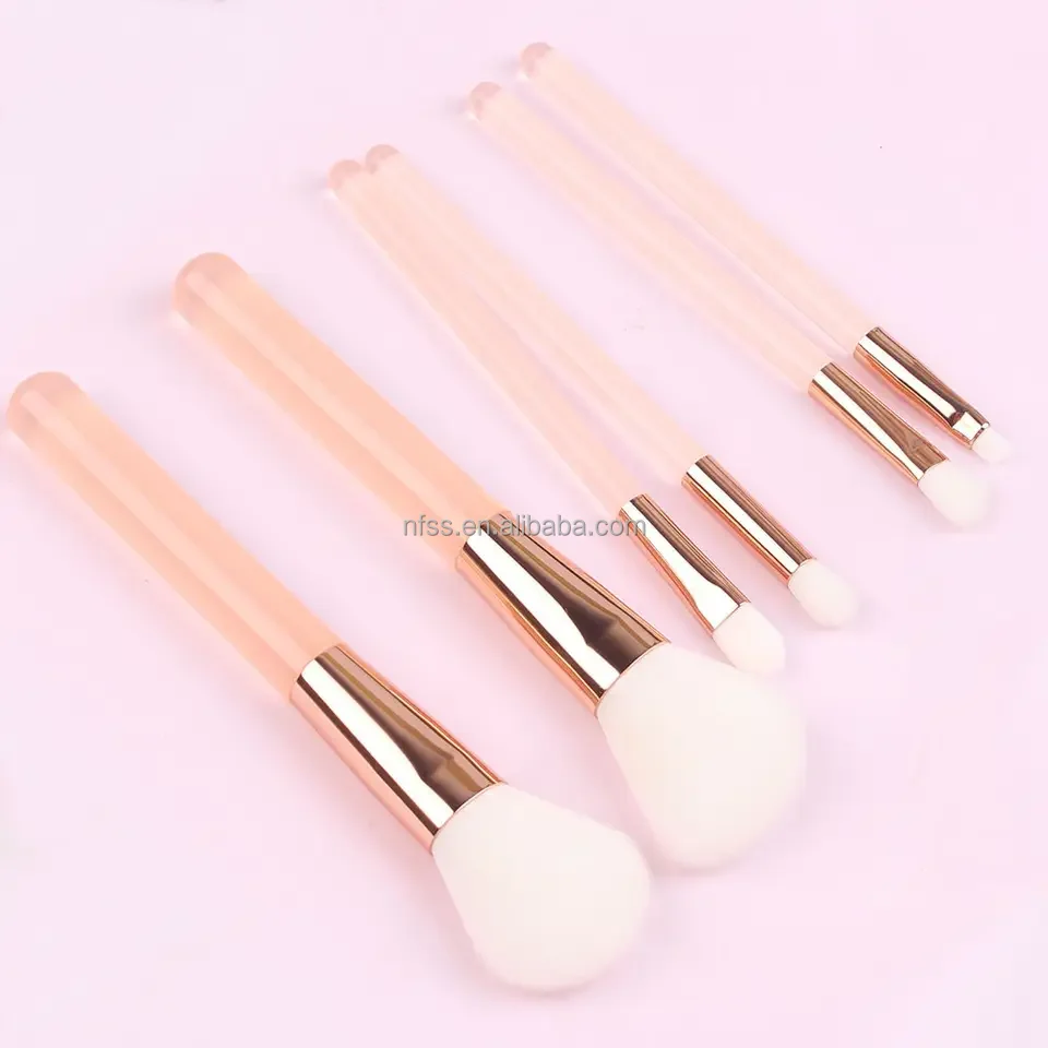 New Low Moq Custom Beginners Make-Up Brushes Kit Carry On Pink Purple Cosmetic Synthetic Hair 6Pcs Makeup Brush Set