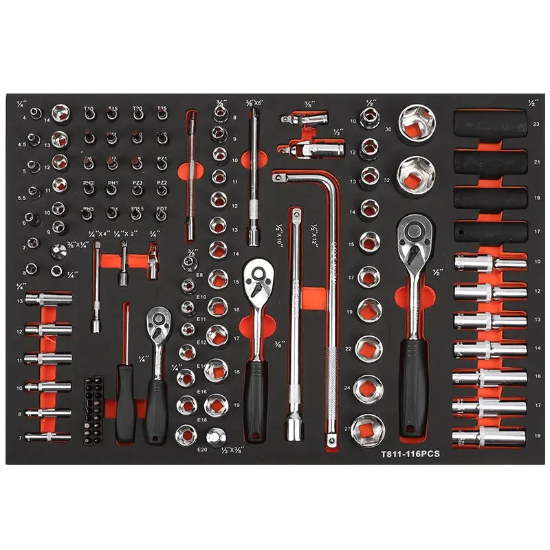 Tool Trolley Cabinet 45 Pcs 1/4 1/2 Hexagon Socket Spark Plug Socket Ratchet Spanner High Quality Vehicle Repair Tool Set