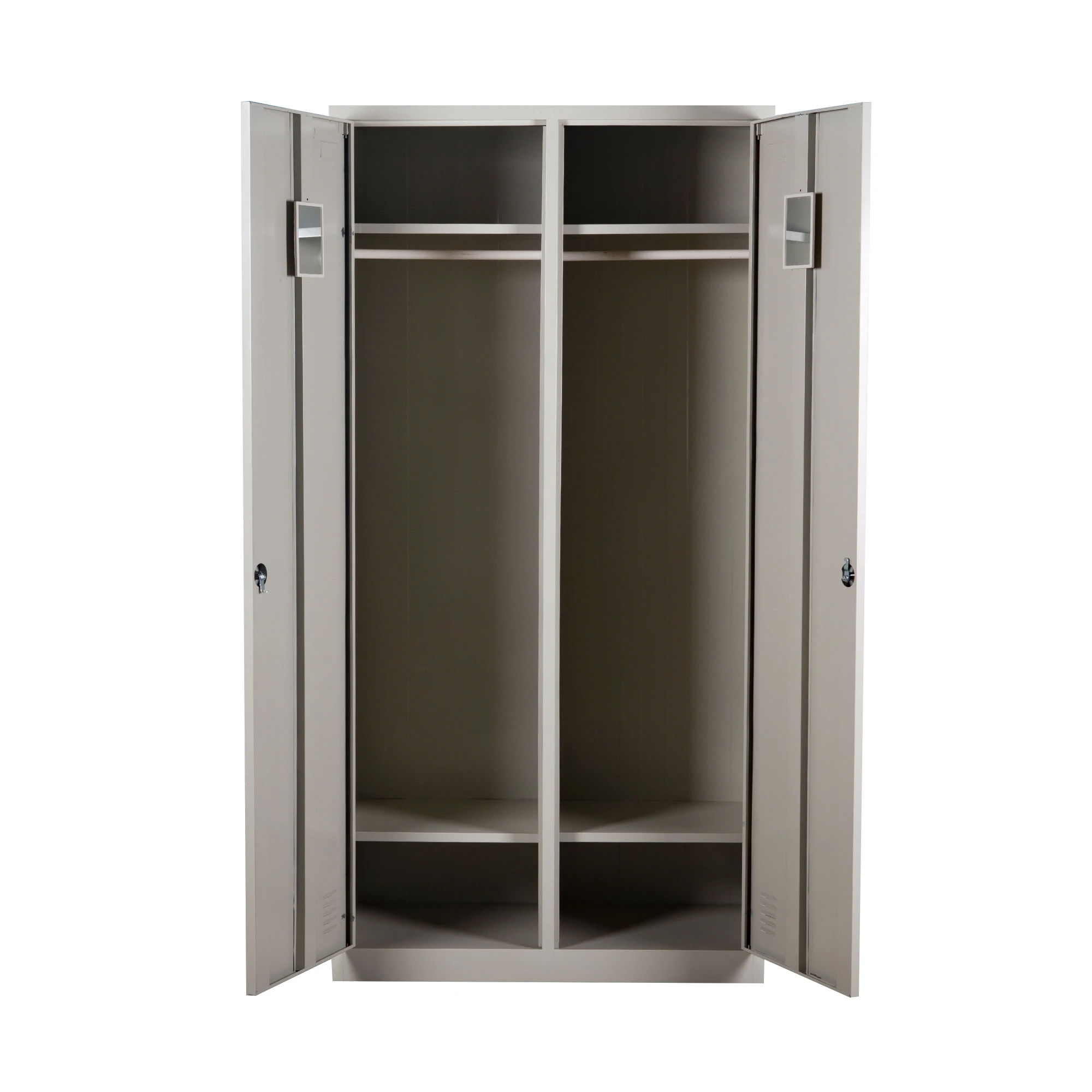 Modern 2-Door Iron Almirah Wardrobe with Mirror Steel Closet Cupboard for Bedroom or School Furniture Storage Cabinet