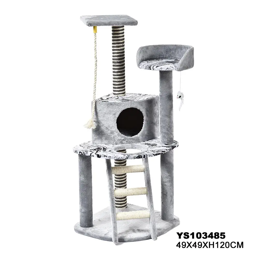 Multi-Level Cat Scratching Furniture Short Plush Cover Cat Climbing Tree