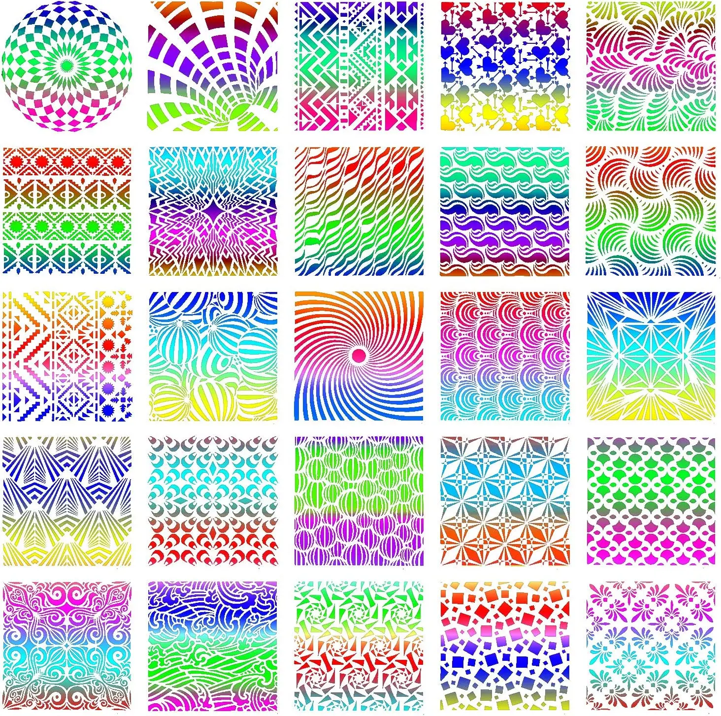 25-Pack Geometric Stencils 6 x 6 Inch Painting Templates for Scrapbooking Cookie Tile Furniture Wall Floor Decor Craft Drawing T