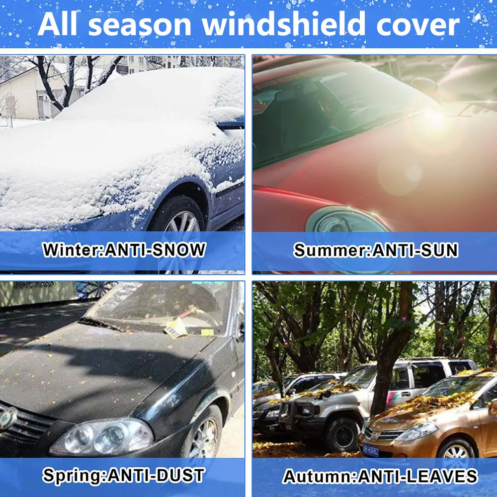 SUNNUO Custom Model New Car Winter Windshield Cover PEVA Full Snow Collapsible Sunshade Waterproof Windshield Cover
