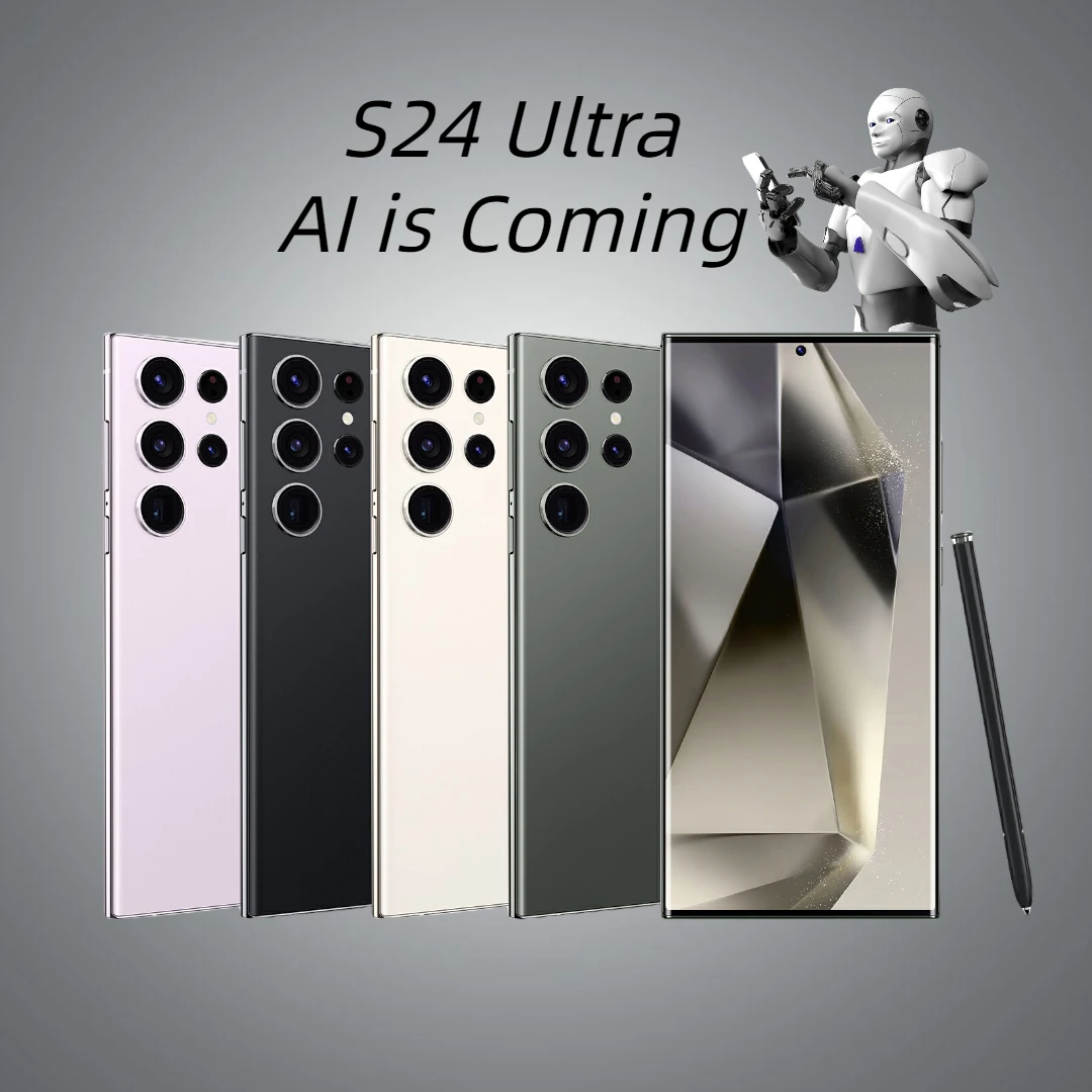 2024 Лидер продаж S24 Ultra AI телефон со стилусом для экрана AOMLED Beauty Camera поддерживает огромную память поддержка ChatGPT Cleo отпечаток