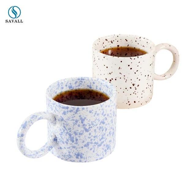 Savall Horeca Ceramic Cup Creative Big Ear Mugs with Handle Gift Mugs Set Coffee Mugs Vintage Spray Ceramic for 1 Users Modern