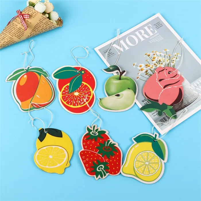 Custom design shape smells hanging perfume scent home aroma flower fragrance diffuser paper auto vehicle motor car air freshener