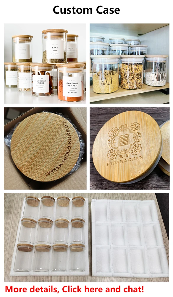 Borosilicate Bamboo Lid Glass Storage Jars Set Glass Sugar Coffee Tea Canister With Bamboo Lid For Kitchen