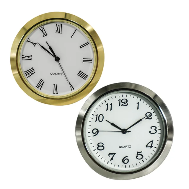 2-1/5 Inch (55mm) Round Quartz Clock Insert Mini Quartz Movement Insert Watch with Arabic Numerals Fit 50 mm Diameter Hole