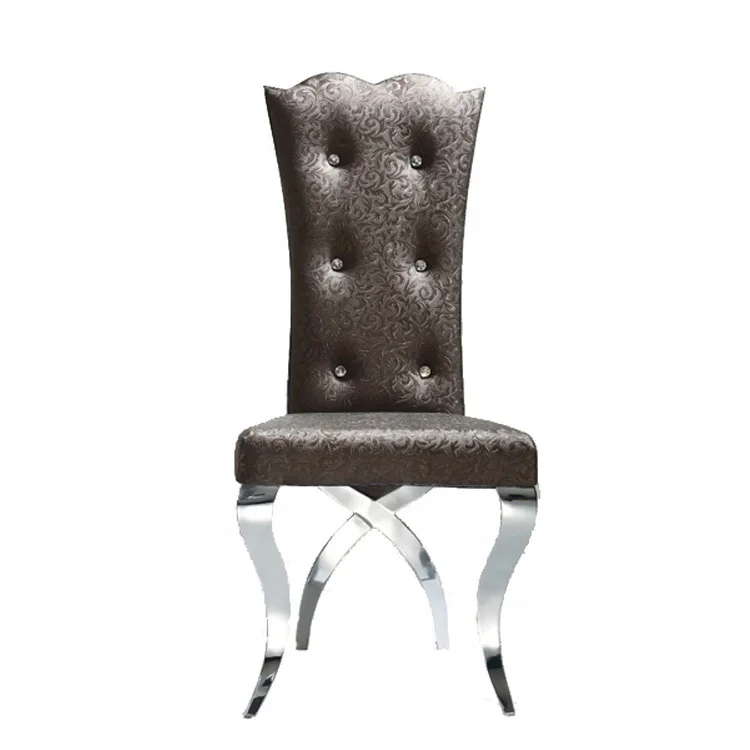 New design high shell back  grey velvet fabric stainless steel dining banquet chair