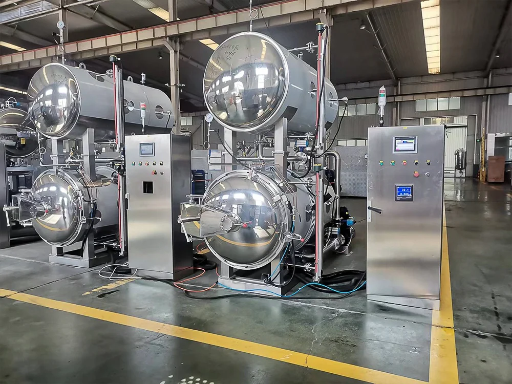 Water spray sterilizer retort hot sale commercial Jars Tin sardine canned food spraying automated retort pouch machine