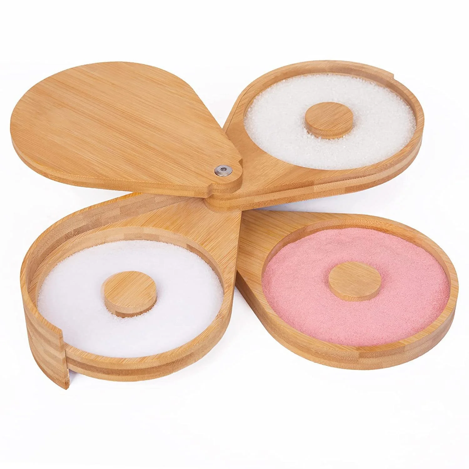 3-Tier Bamboo Margarita Glass Rimmer Disposable Juice Cocktail Seasoning Box for Home Bar Salt Sugar Container Bartender Tool