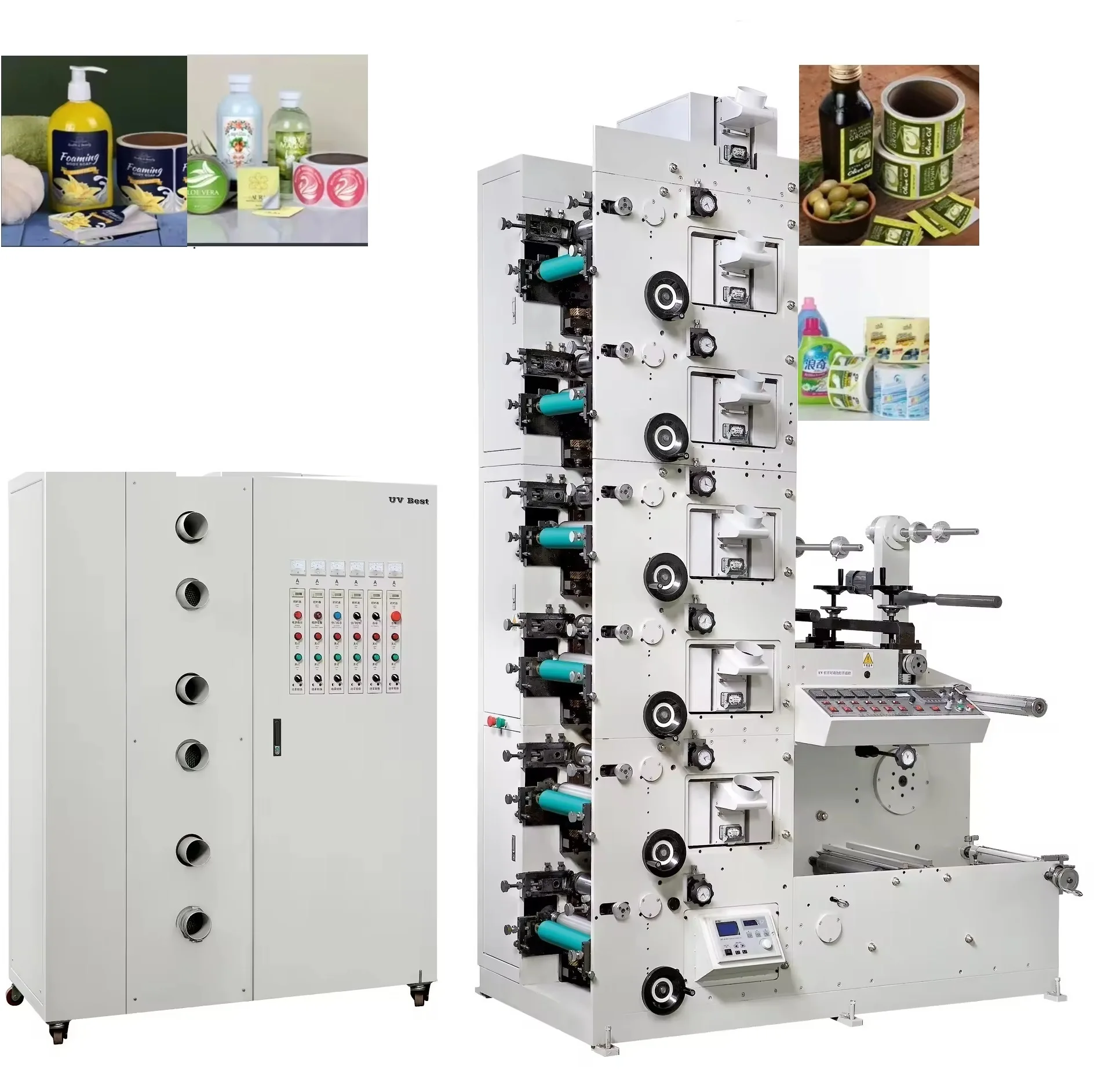 Fast Speed UV Varnish Coating Label Flexo Roll Label Printing Machine For Plastic Pvc Card Label Paper Sticker