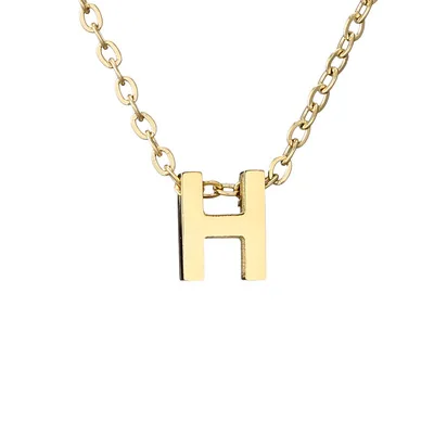 Factory Price Real Gold Plated Stainless Steel 26 Letters Pendant Necklace Link Chain Titanium Steel Alphabet Necklace