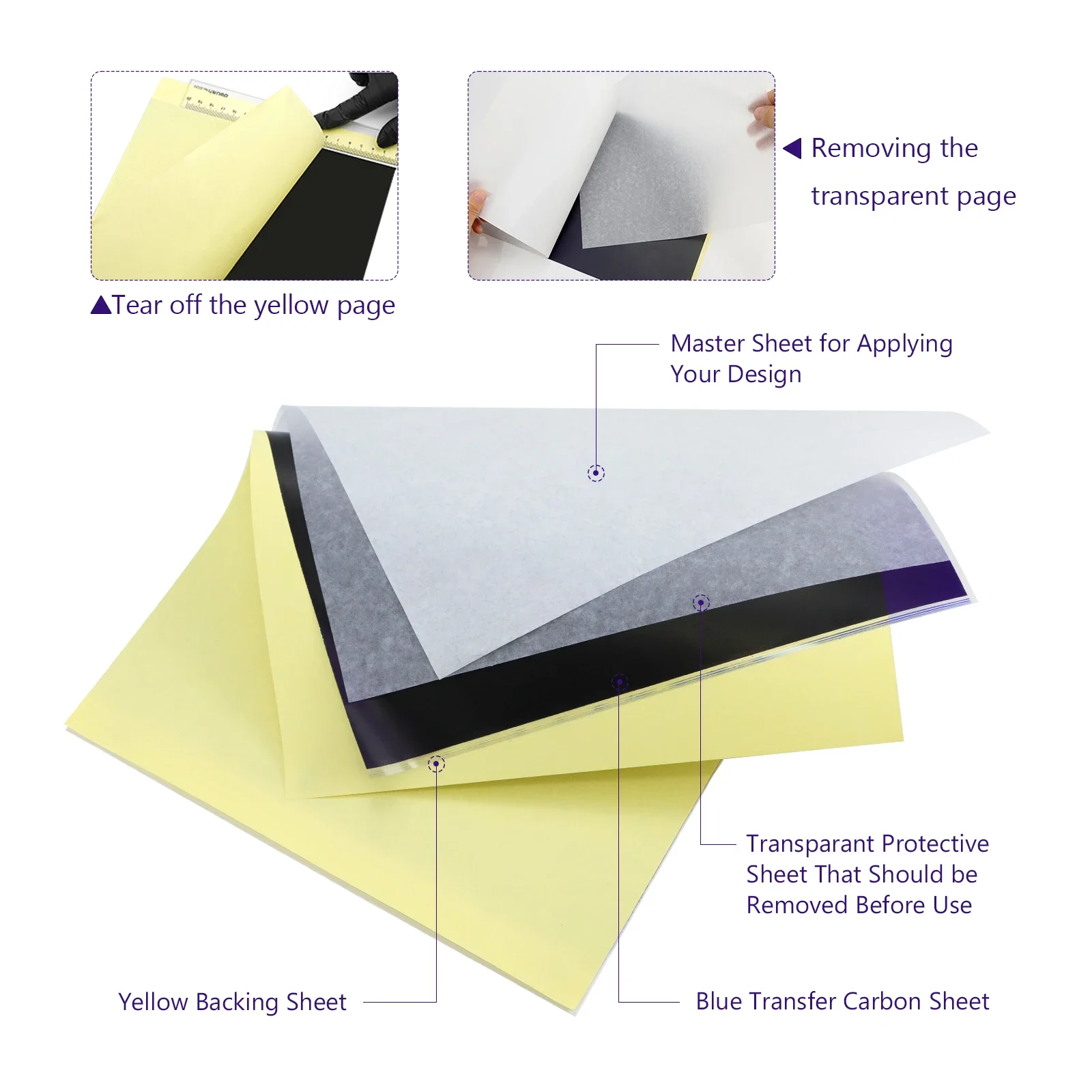 Hadiyah Factory DIY Tattoo Transfer Paper Stencil Copier Sheets Of Thermal Carbon Tattoo Paper For Tattoo Supply  100 Sheets/Box