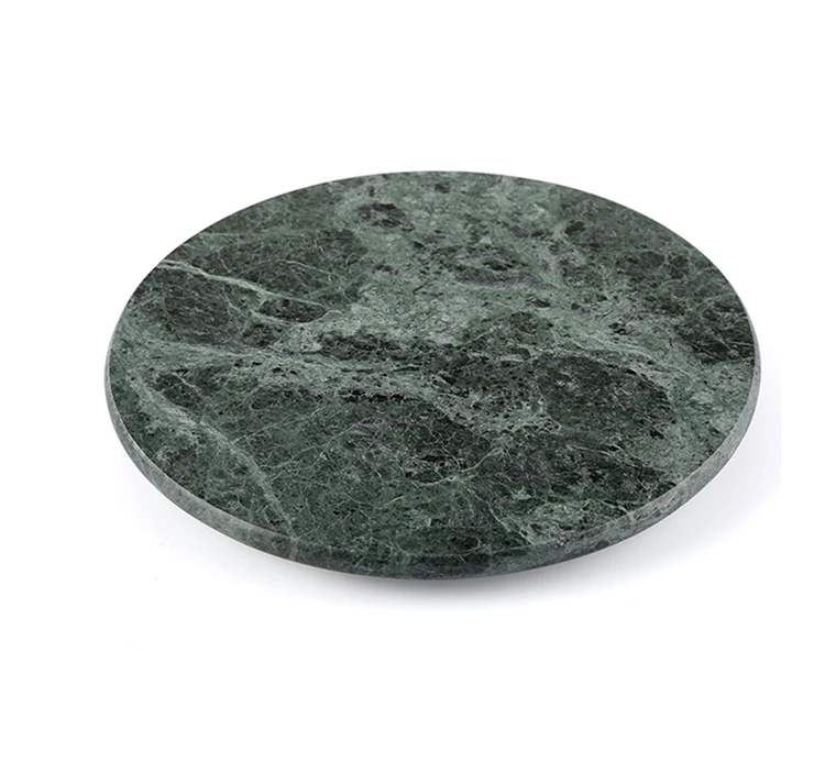12 Inch Green Marble Lazy Susan Cake Turntable Heavy Duty Marble Rotating Cake Stand for Cupcake and Displaying