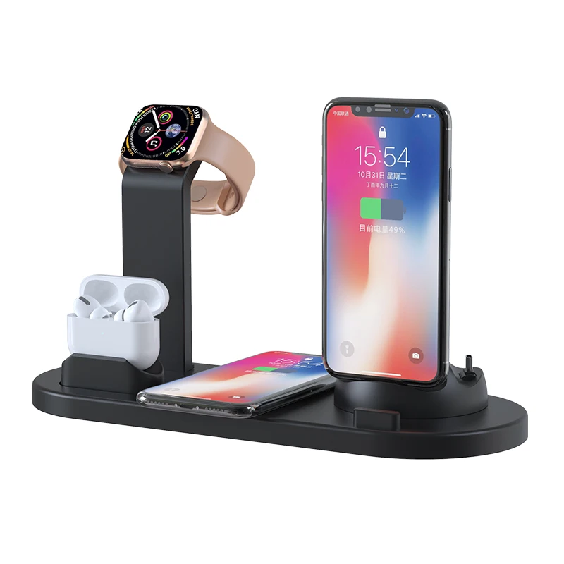  OEM Custom Logo 4 in 1 Wireless Charger Charging Dock Station 10W Fast Stand For AirPods Pro Apple