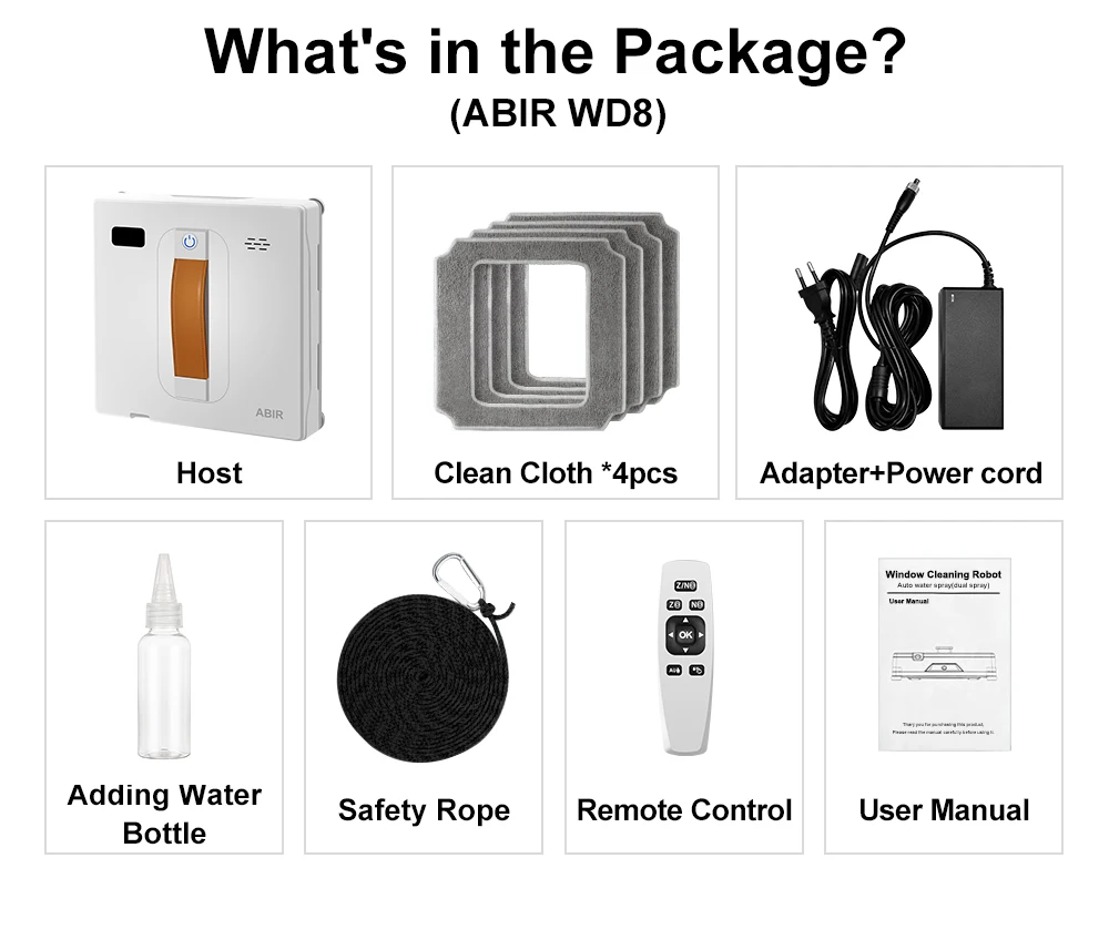 WD8 High quality Robot Window glass Cleaner washer with Ultrasonic double-side atomized water Spray oem factory