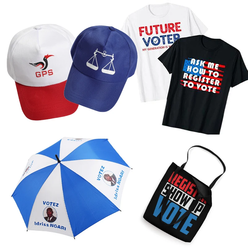 marketing election campaign flag umbrella t shirt hat bag materials advertising political campaign items