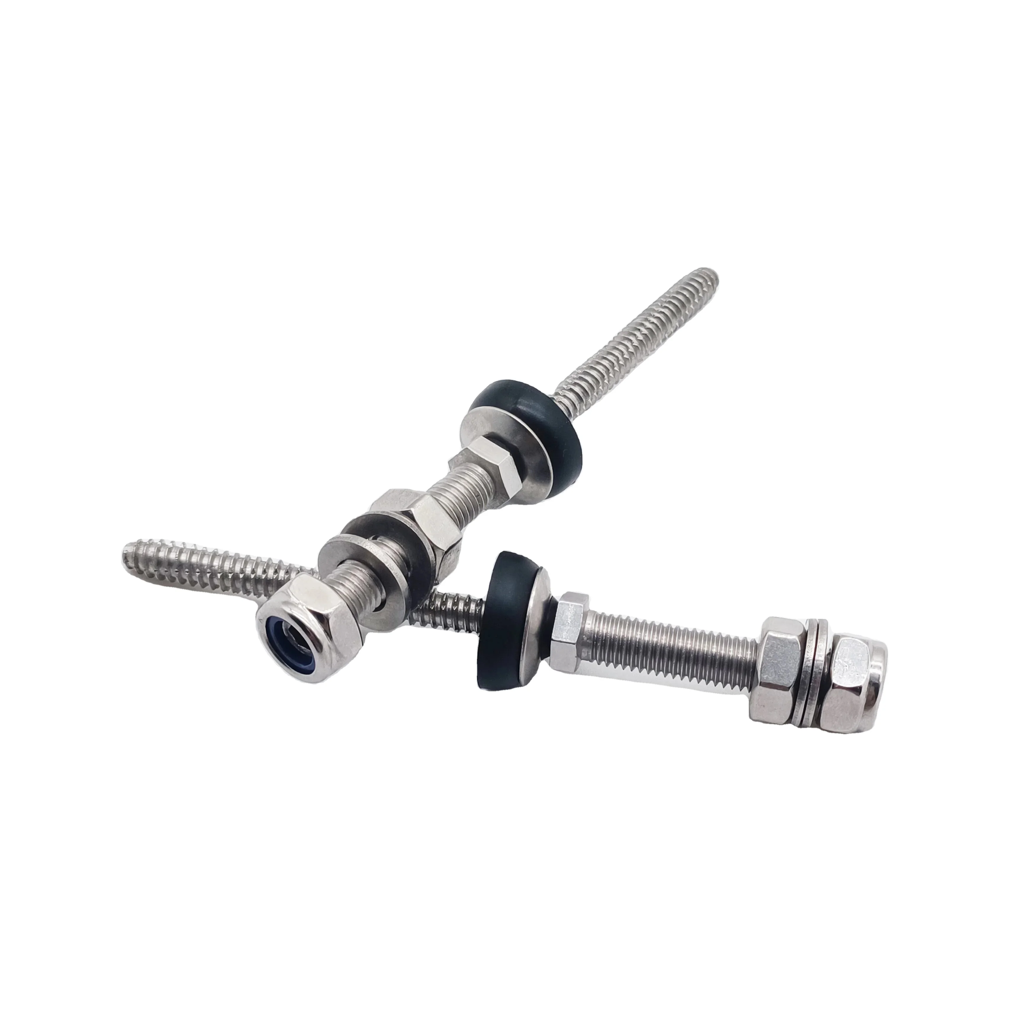 Hot Sale Stainless Steel Double-Threaded Hanger Bolt Flat Head OEM Supported Available in M8 Size for Solar Panel Mounting