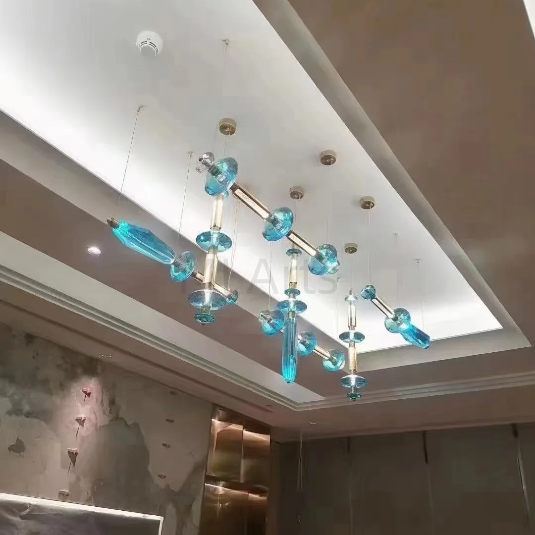 Business ktv lamp private room room aisle high-grade high-grade light luxury leather chandelier belt lamp combination chandelier
