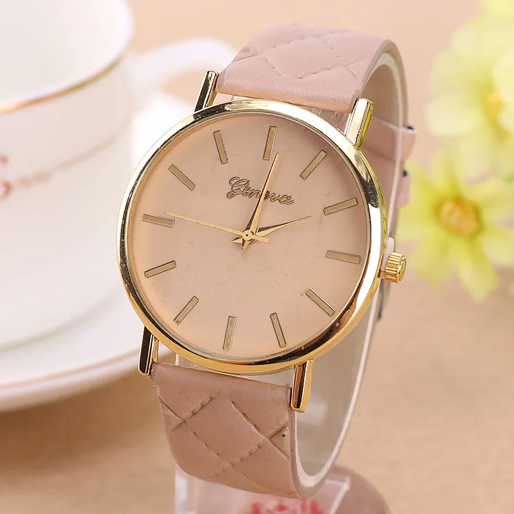 Geneva watch custom name watches PU belt lady clasp for watch wholesale