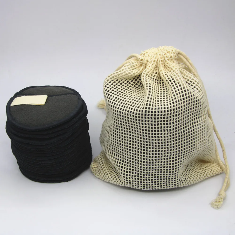 Three layers bamboo charcoal fiber reusable makeup remover pad