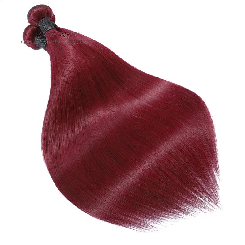
Mellow Waves Indian Human Hair Silky Straight 99J Ombre Color Human Hair Bundles Virgin Remy Red Wine Human Weaving Extension 