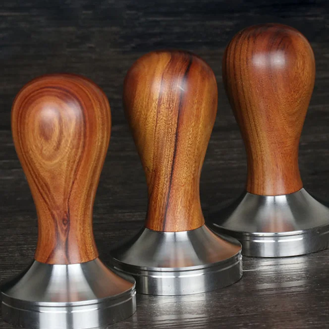 Custom Wood Stainless Steel 51mm 54mm 58mm Tamper Coffee Distributor & tamper